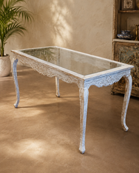 Antique Glass Top Dining Table