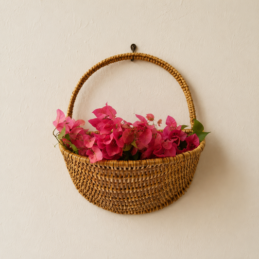 Handwoven Rattan Wall Basket