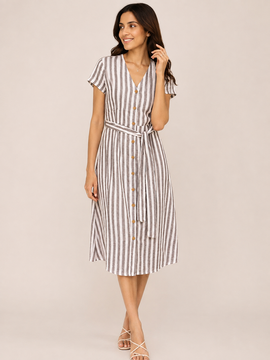 Stripe Button Front Dress