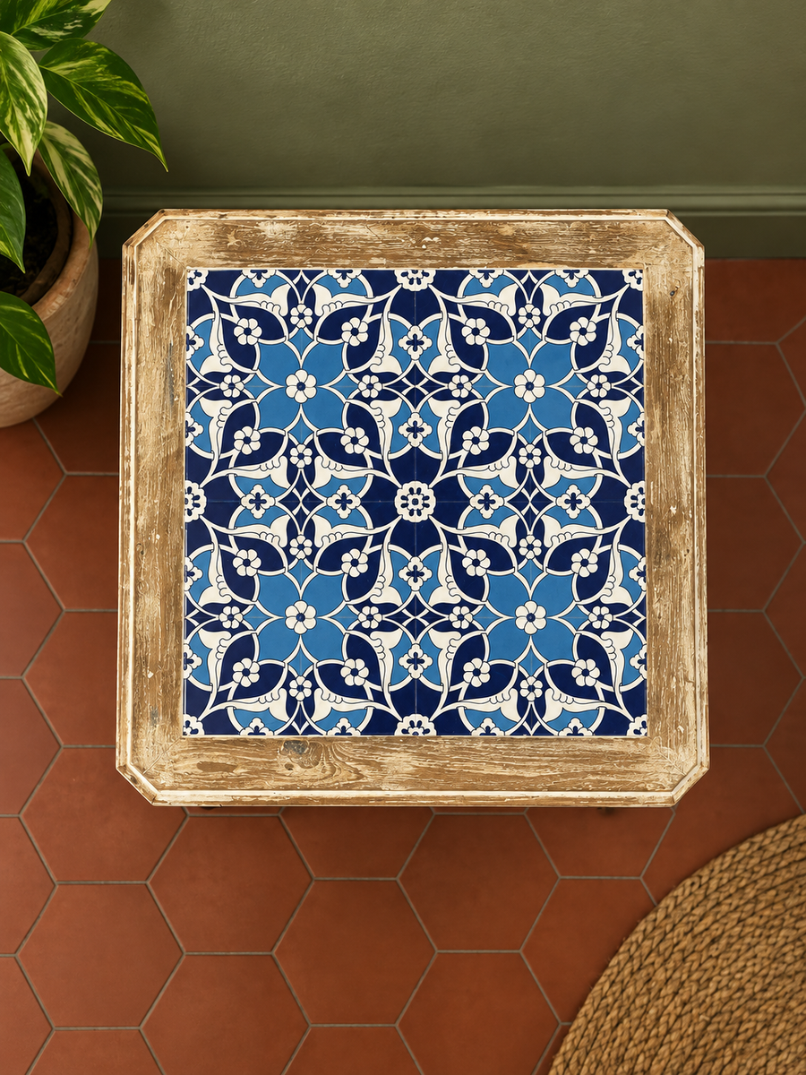 Distressed Table with Tile Detailing