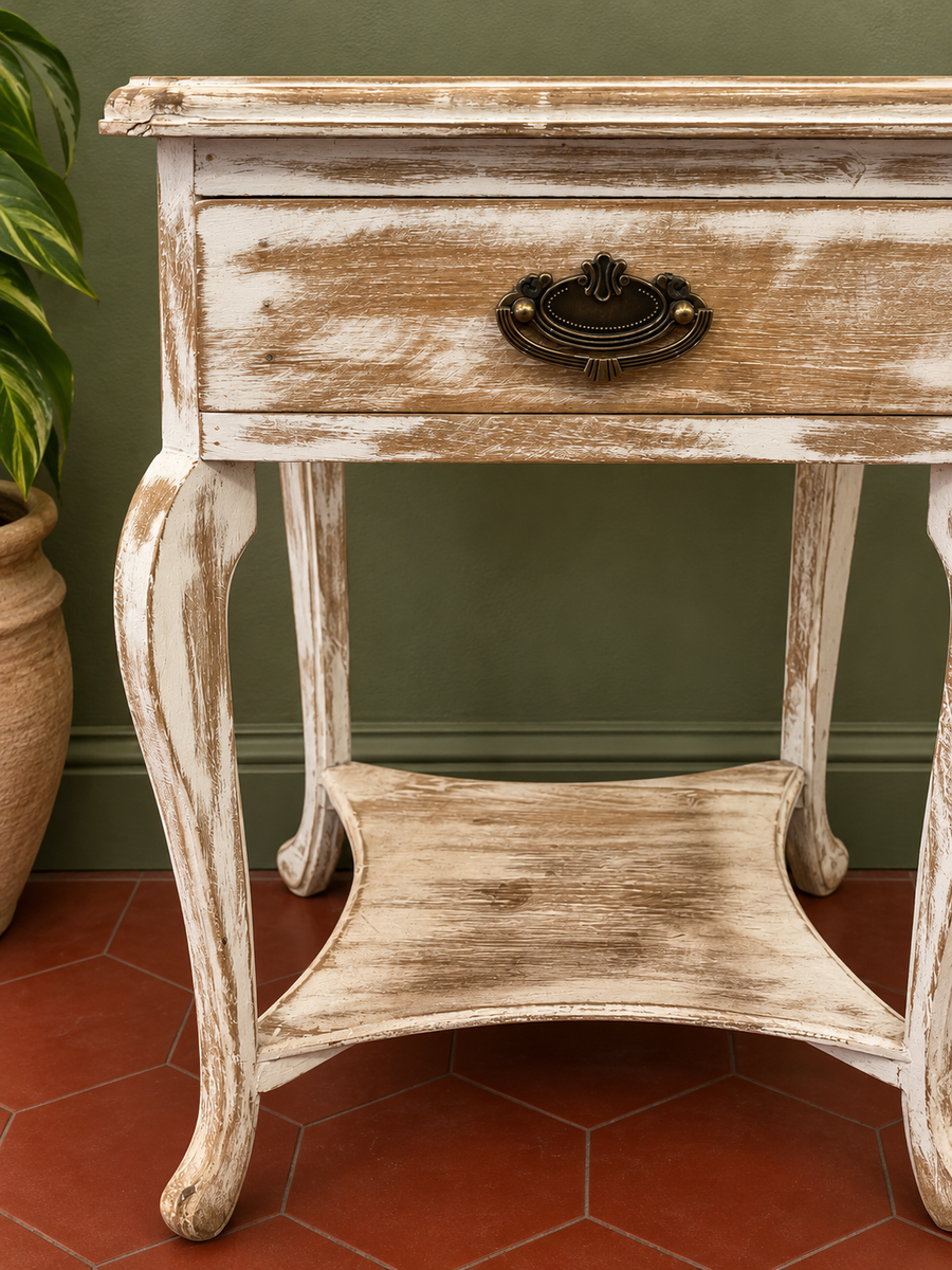 Distressed Table with Tile Detailing