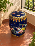 Royal Blue Floral Ceramic Garden Stool