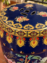 Royal Blue Floral Ceramic Garden Stool