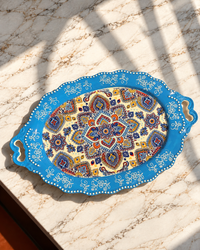 Mandala Art Oval Tray | Turkish Crockery