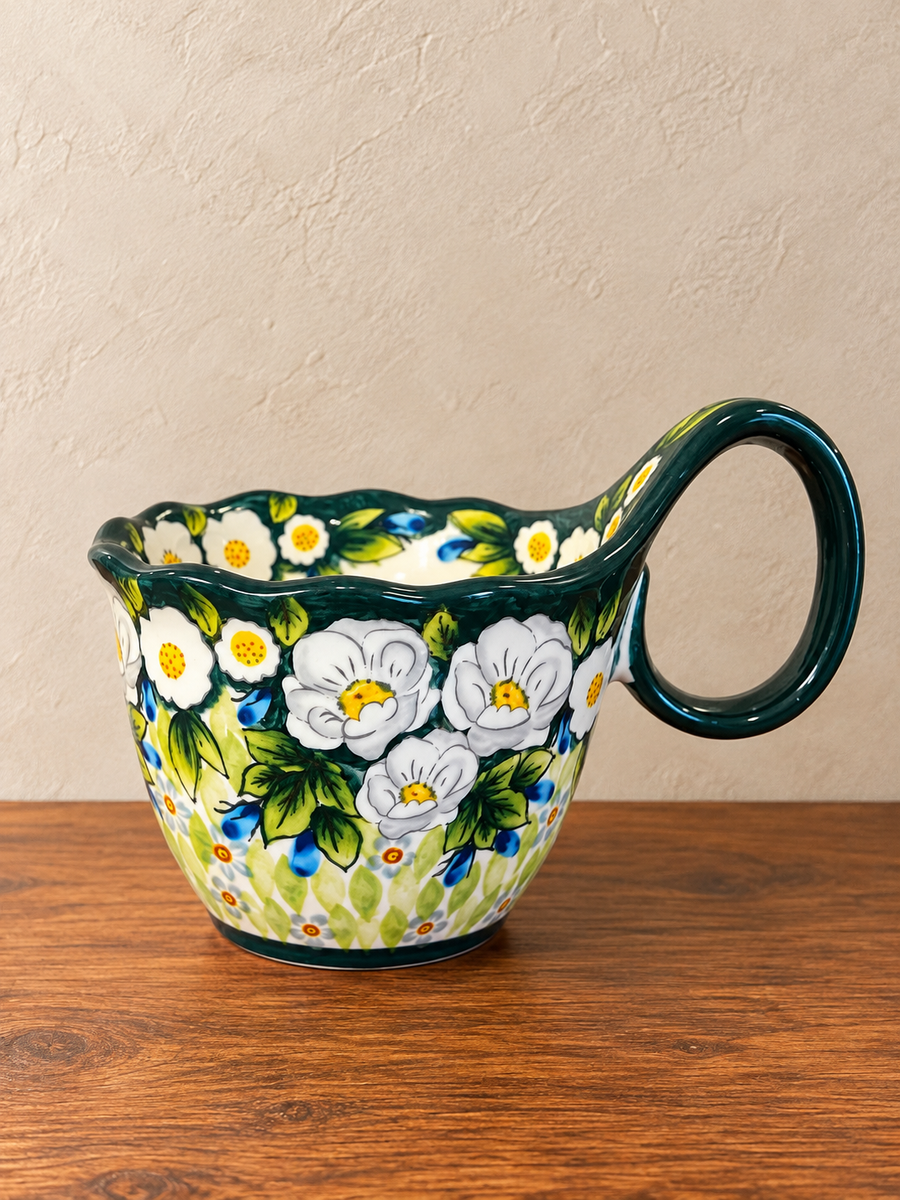 Green Floral Garden Loop Mug | Soup Mug