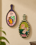 Handpainted Fancy Animal On Wooden Paddle Wall Hanging