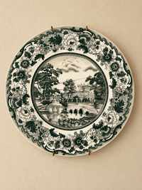 Vintage Green Ceramic Plate Wall Hanging