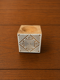 Floral Mandala Carved Wooden tealight Holder