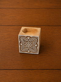 Floral Mandala Carved Wooden tealight Holder