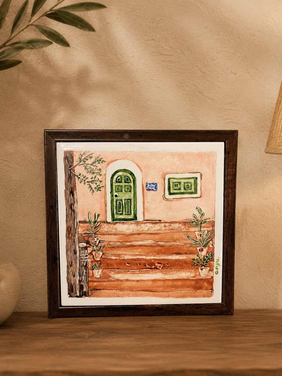 Goan Scenery Heritage Hand-Painted Tile Frame