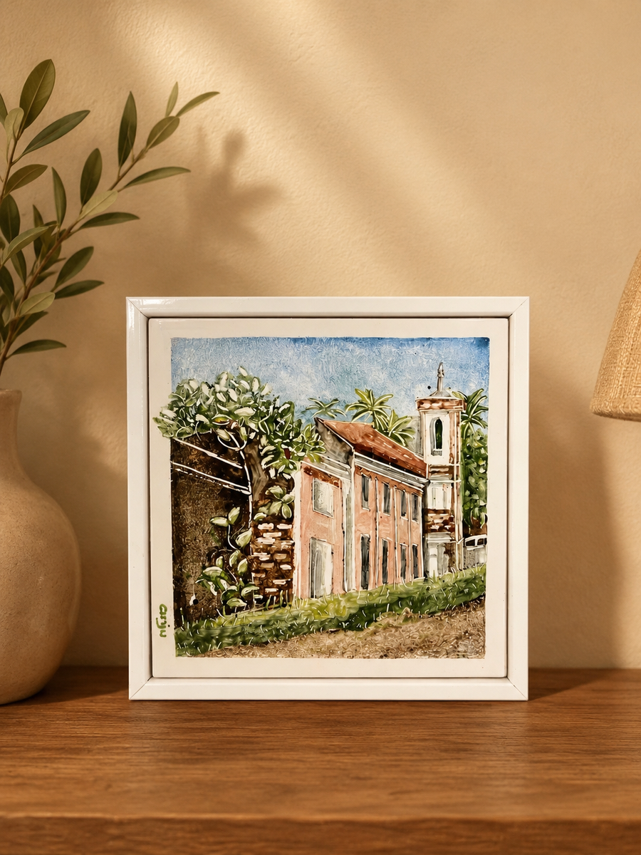 Goan Scenery Heritage Hand-Painted Tile Frame