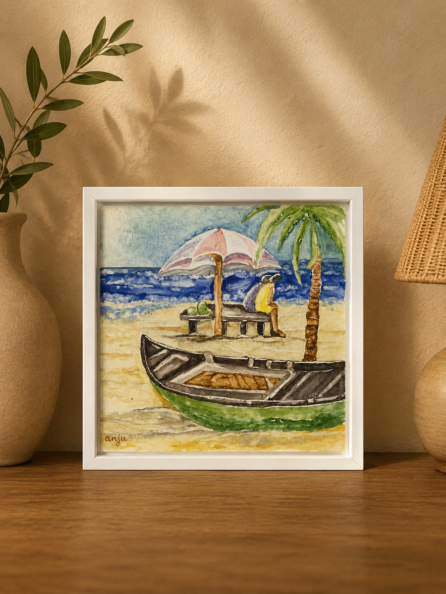 Goan Scenery Heritage Hand-Painted Tile Frame