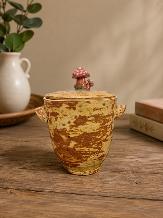 Mushroom Lid Ceramic Jar
