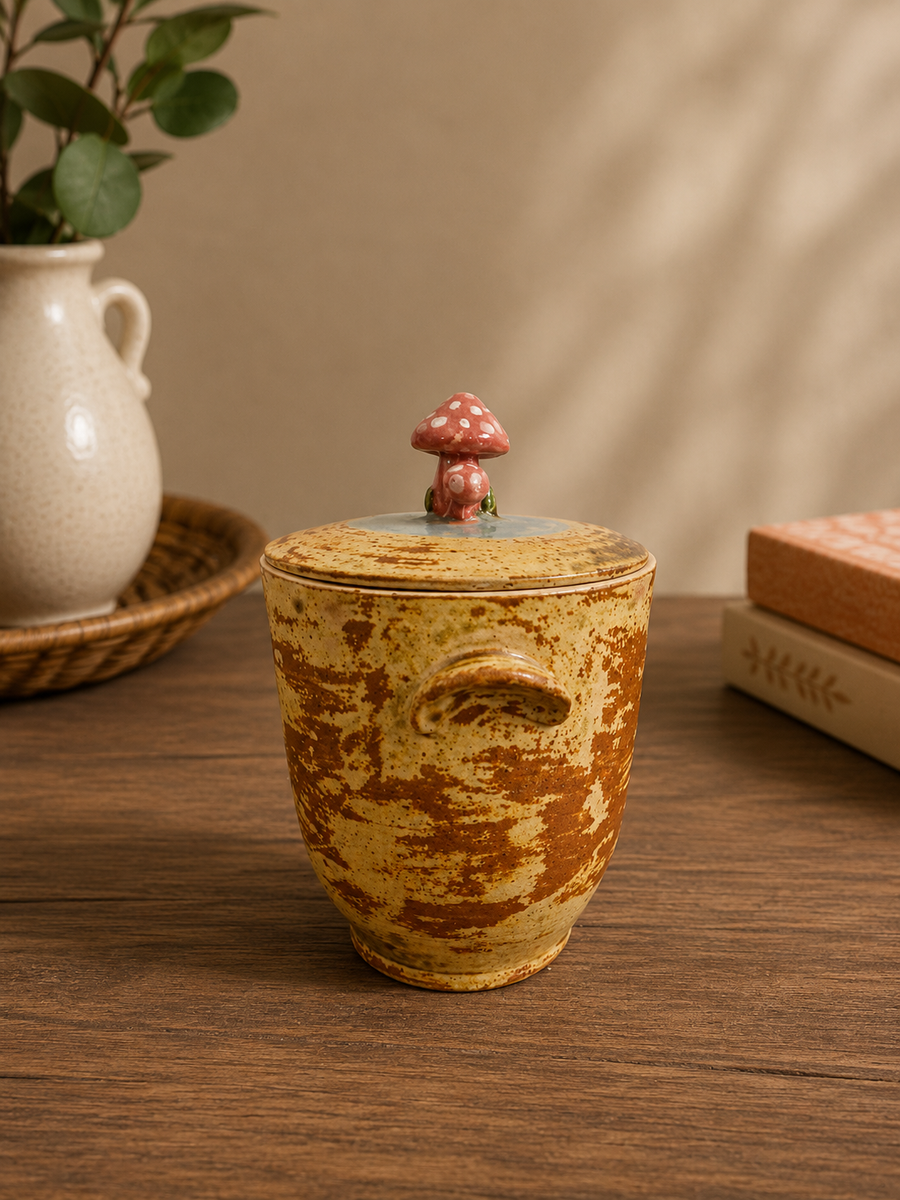 Mushroom Lid Ceramic Jar