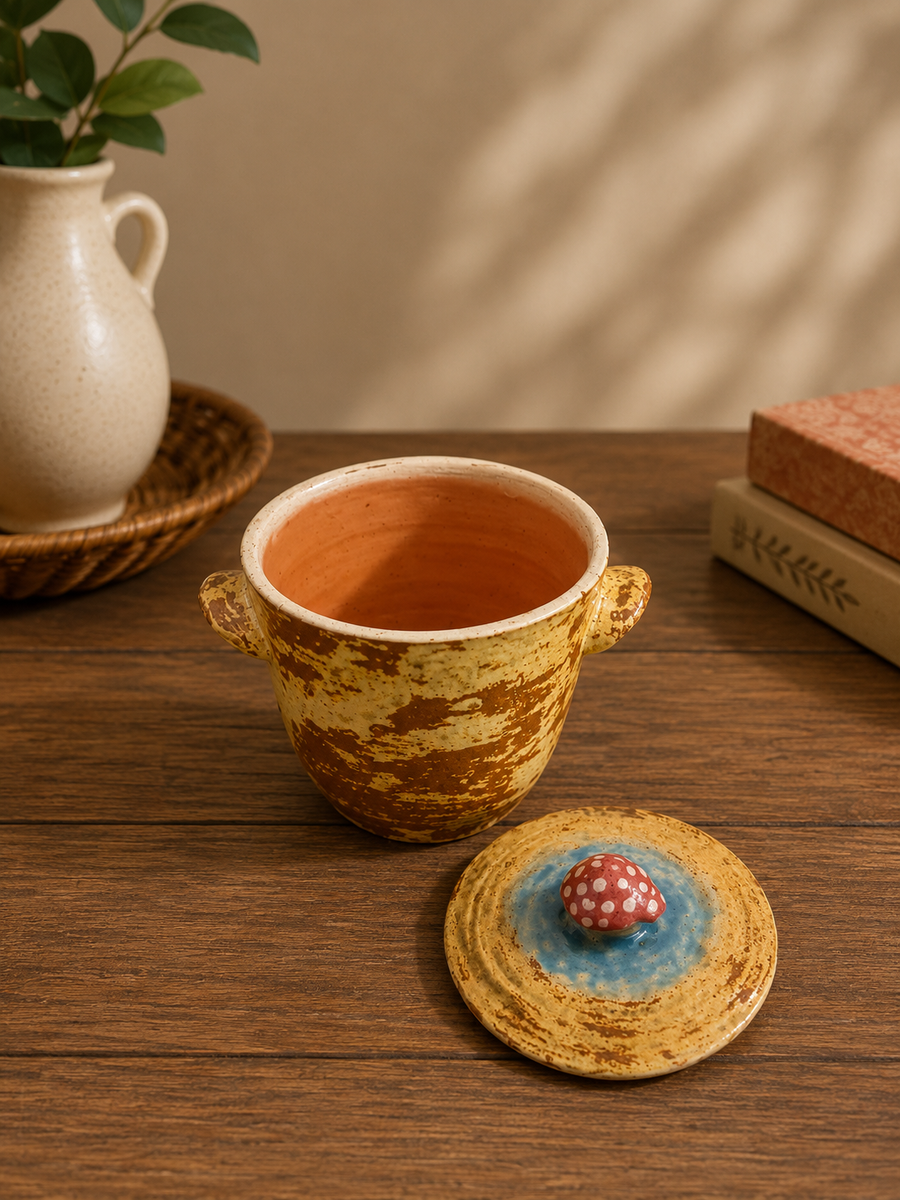 Mushroom Lid Ceramic Jar
