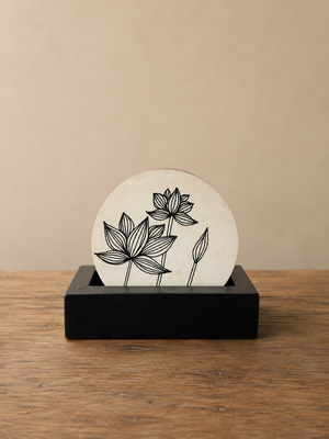 Plant Motif Hand-drawn Art Work Coaster