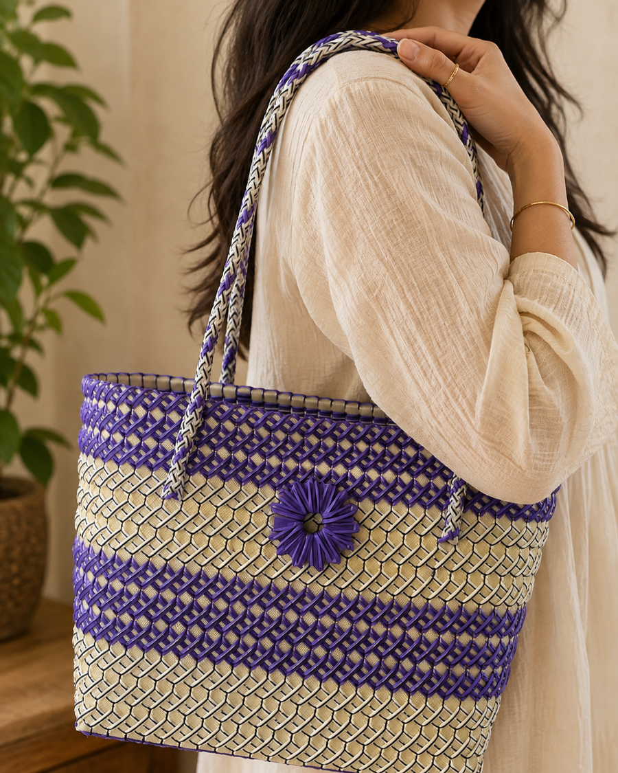 Handwoven Plastic Tote Bag ( Big)