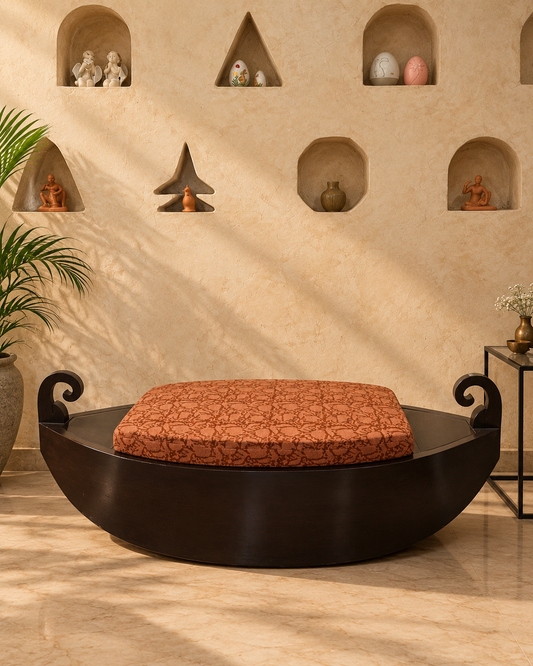 Wooden Boat Sofa With Built-in Storage