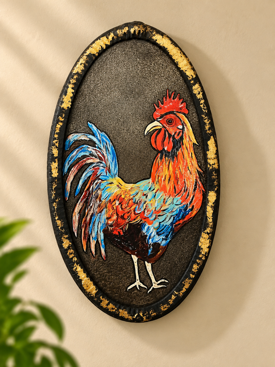 Hand-Painted Acrylic Rooster Wall Hanging Plaque (each)