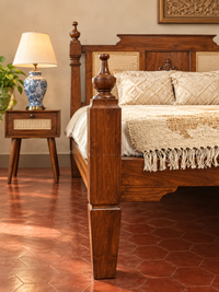 Cane Woven Wooden Bed