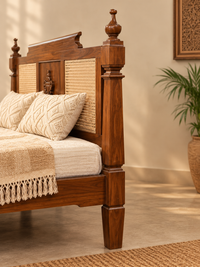 Cane Woven Wooden Bed