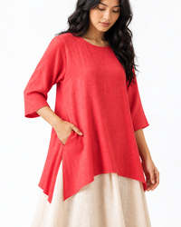 Coral and Cream Layered Dress