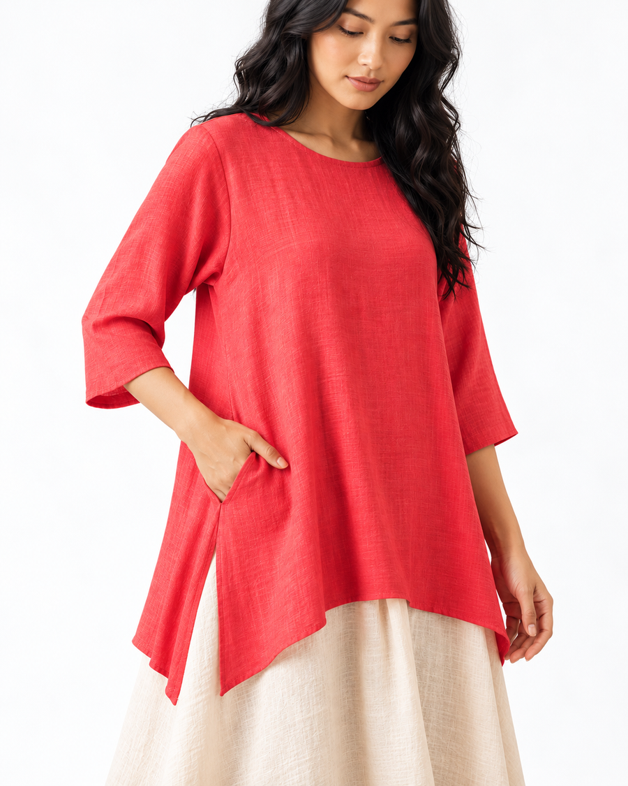 Coral and Cream Layered Dress