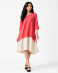 Coral and Cream Layered Dress