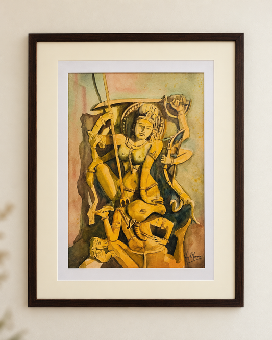 Mahishasura Mardini Original Painting By Artist Vinay Mhambre