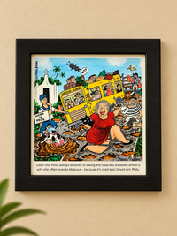 Goan Chic Philu Framed Comic Artwork | Souvenier From Goa