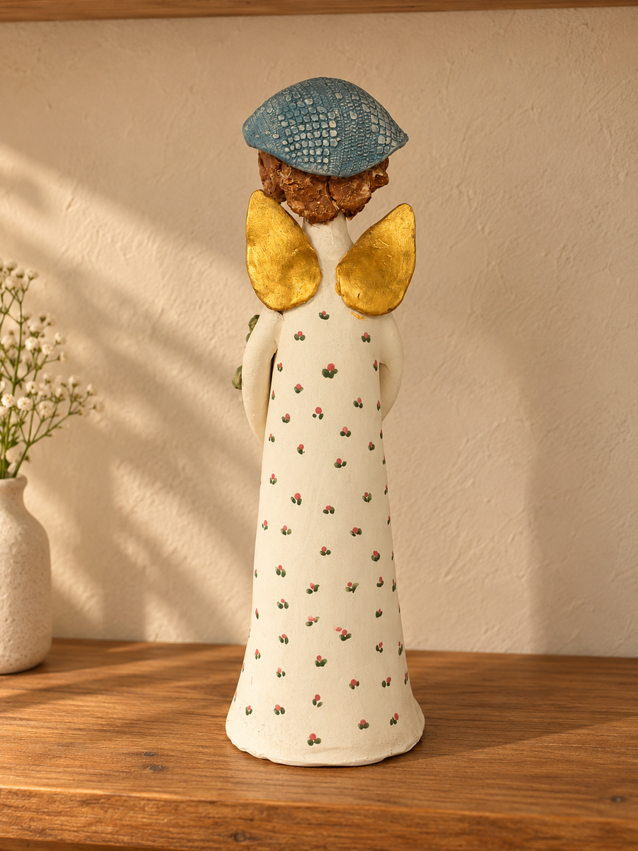 Big Ceramic Angel With Hat Figuirine