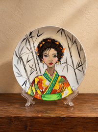 Hand-Painted Terracotta Plate With Stand