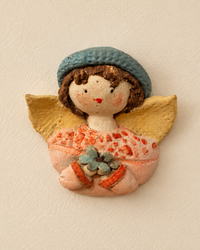 Handcrafted Ceramic Angel With A Hat Wall Hanging
