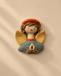 Handcrafted Ceramic Angel With A Hat Wall Hanging