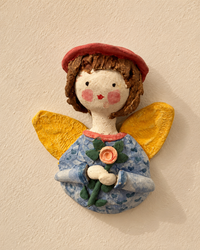 Handcrafted Ceramic Angel With A Hat Wall Hanging