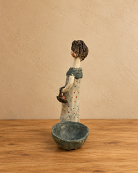 Ceramic Lady Figuirine With An Attatched Bowl