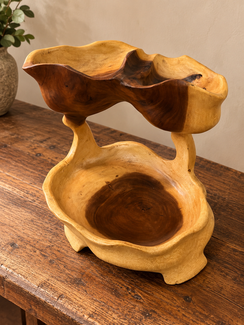 Two Tone Double-Tier Wooden Display Rack