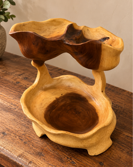 Two Tone Double-Tier Wooden Display Rack