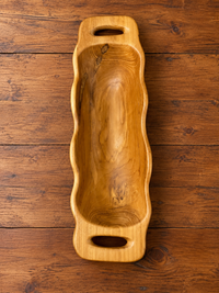 Rectangular Wooden Bowl With Two Handles