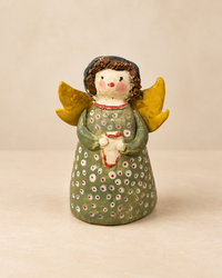 Small Ceramic Green Angel Figuirine