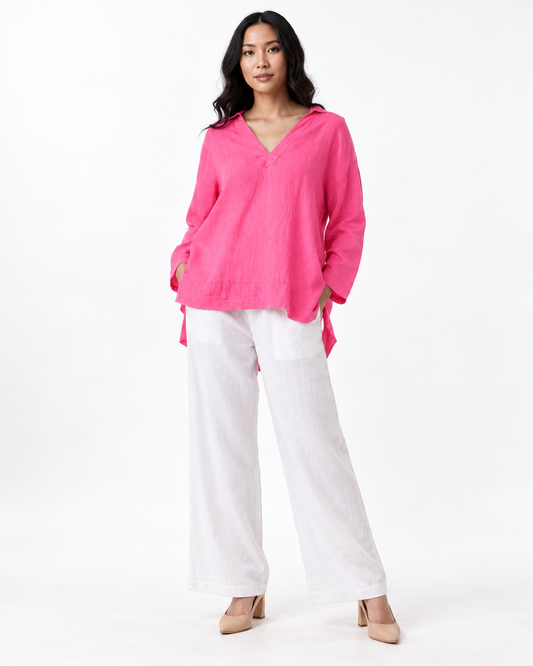 Pink Linen Womens Shirt