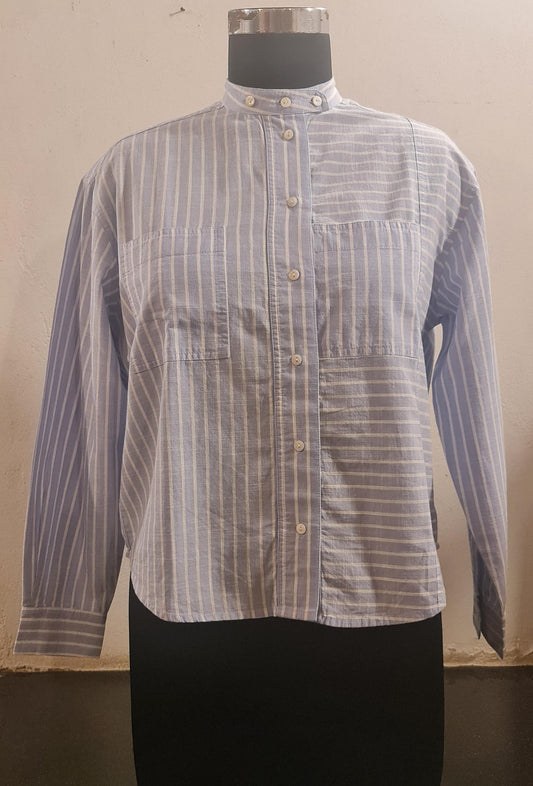 STRIPED COTTON SHIRT BLUE