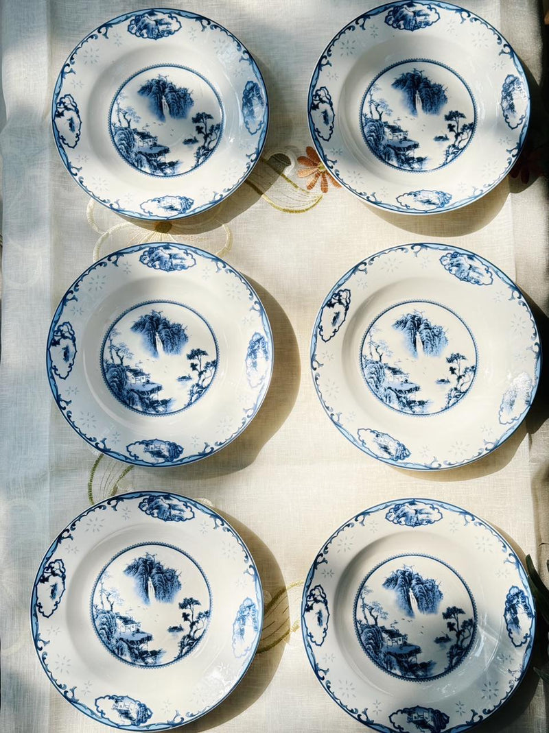 Blue Pottery Plate Set Of Six