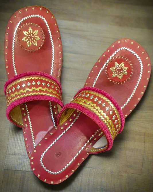 Leather Kazi Work Chappals