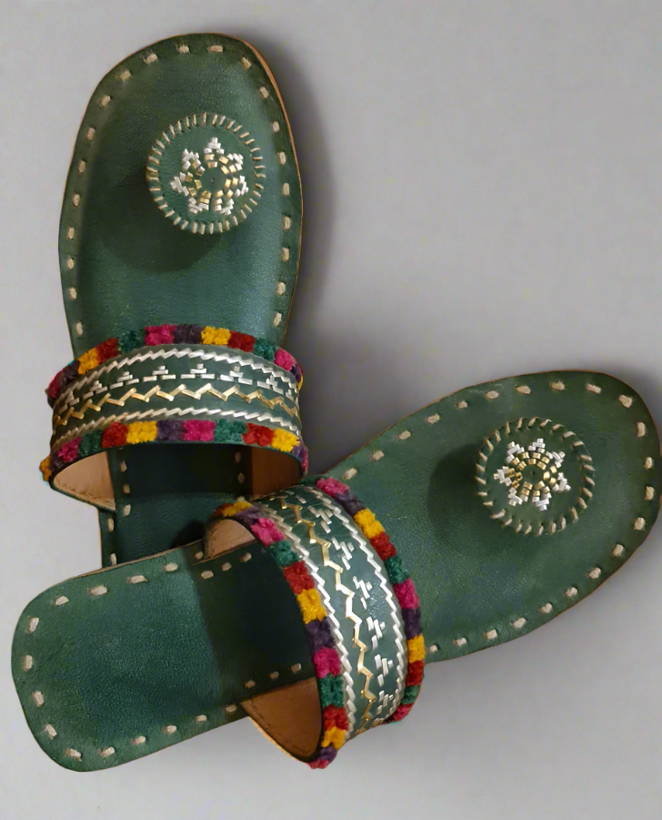 Leather Kazi Work Chappal