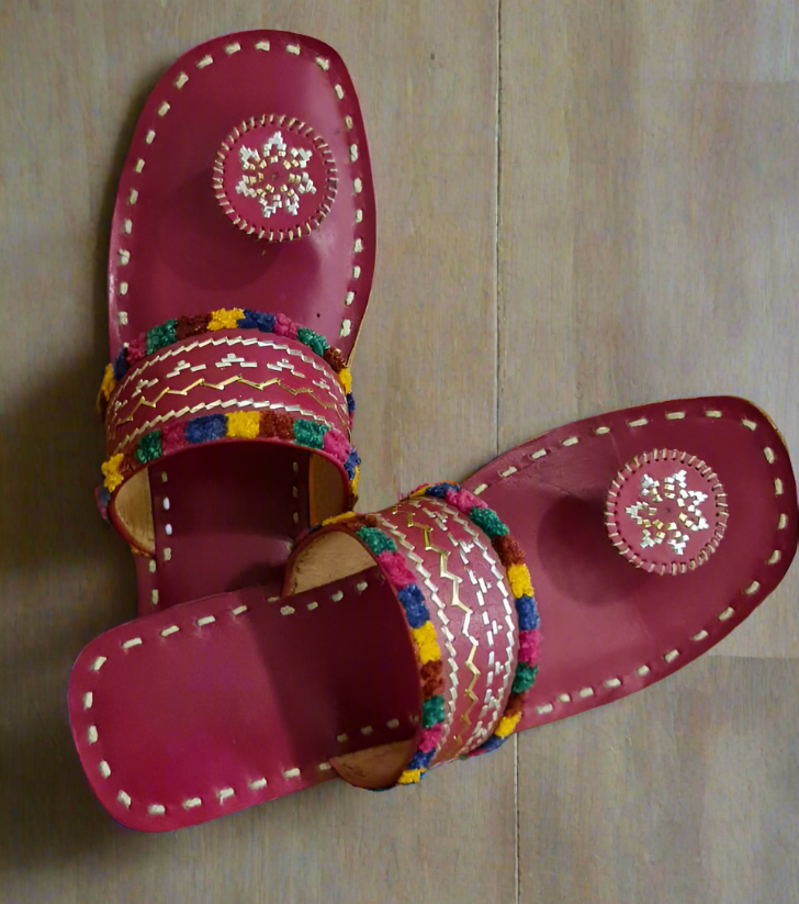 Leather Kazi Work Chappal