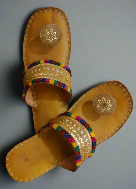 Leather Kazi Work Chappals