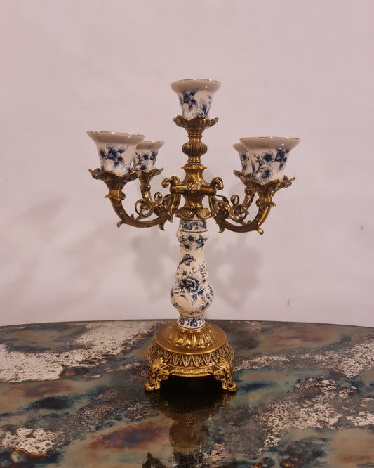 Blue Pottery Decorative Candle Stand