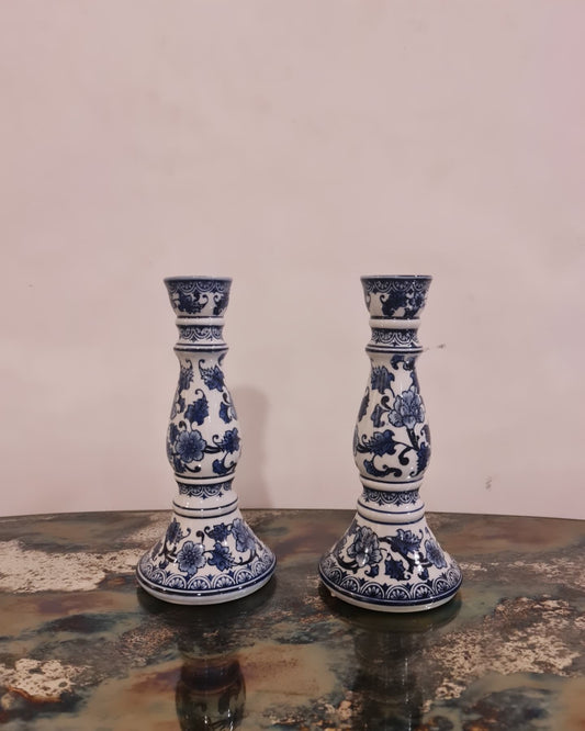 Blue Pottery Large Candle Stand Each