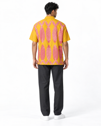 Mustard Fish Print Cotton Shirt